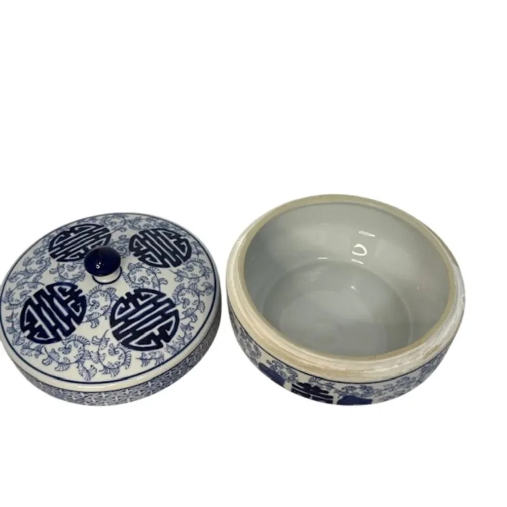 Vintage Bombay Co Lidded Blue and White Porcelain Bowl, Asian